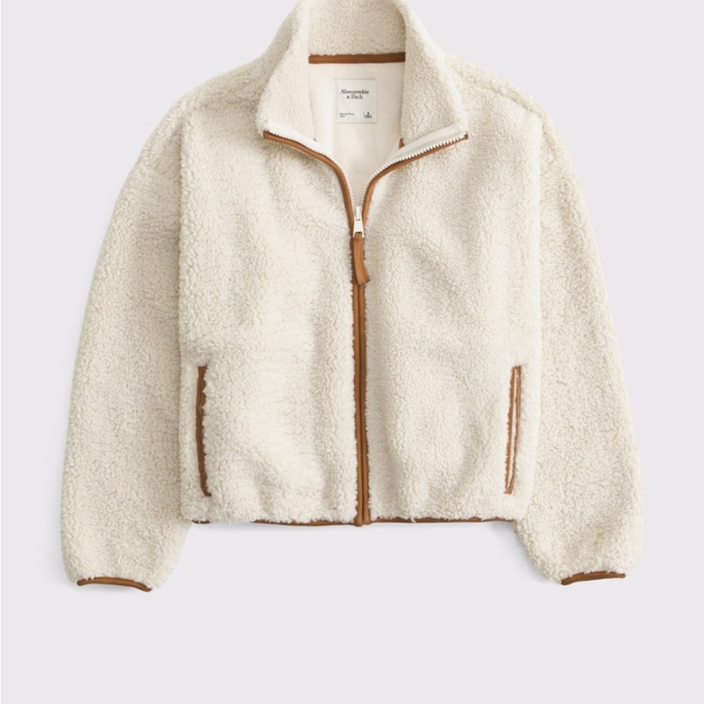 Abercrombie & Fitch Cream Sherpa Jacket - Picture 2 of 2